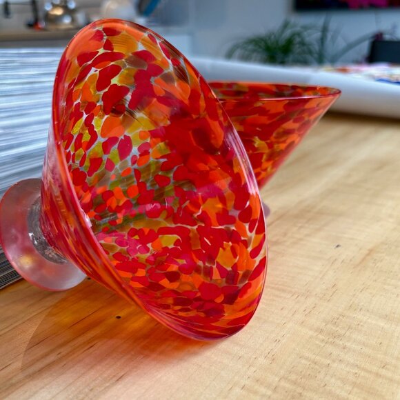 Martini or dessert glasses Handblown Artisan made Kingston Glass Set of 2 - Picture 5 of 6